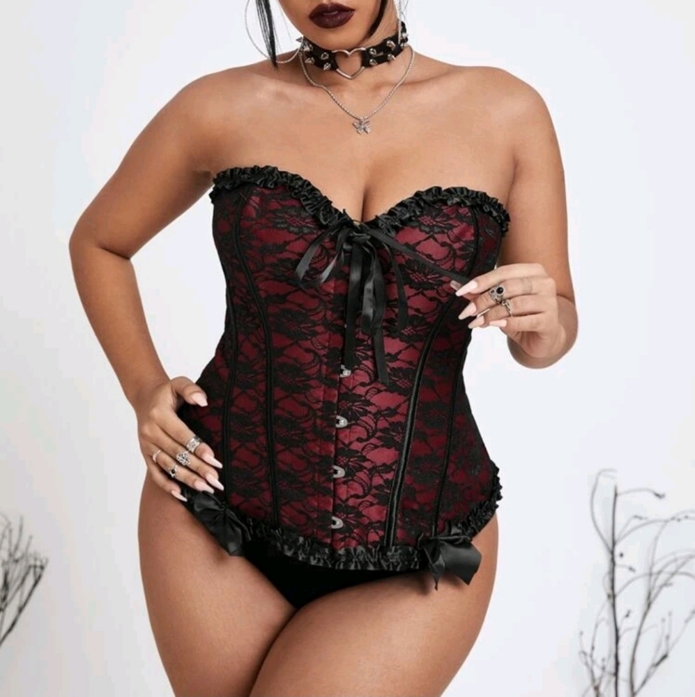 Red and Black Lace Corset